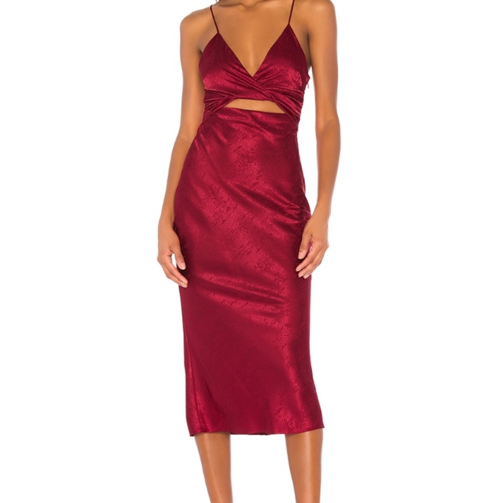Kat Midi Dress Song of Style in Cranberry Red
